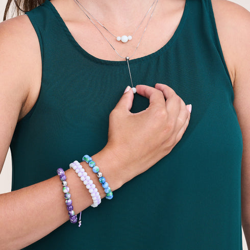 Porcelaine violette | Céramique Lumos | Bracelet Vitalité Macramé